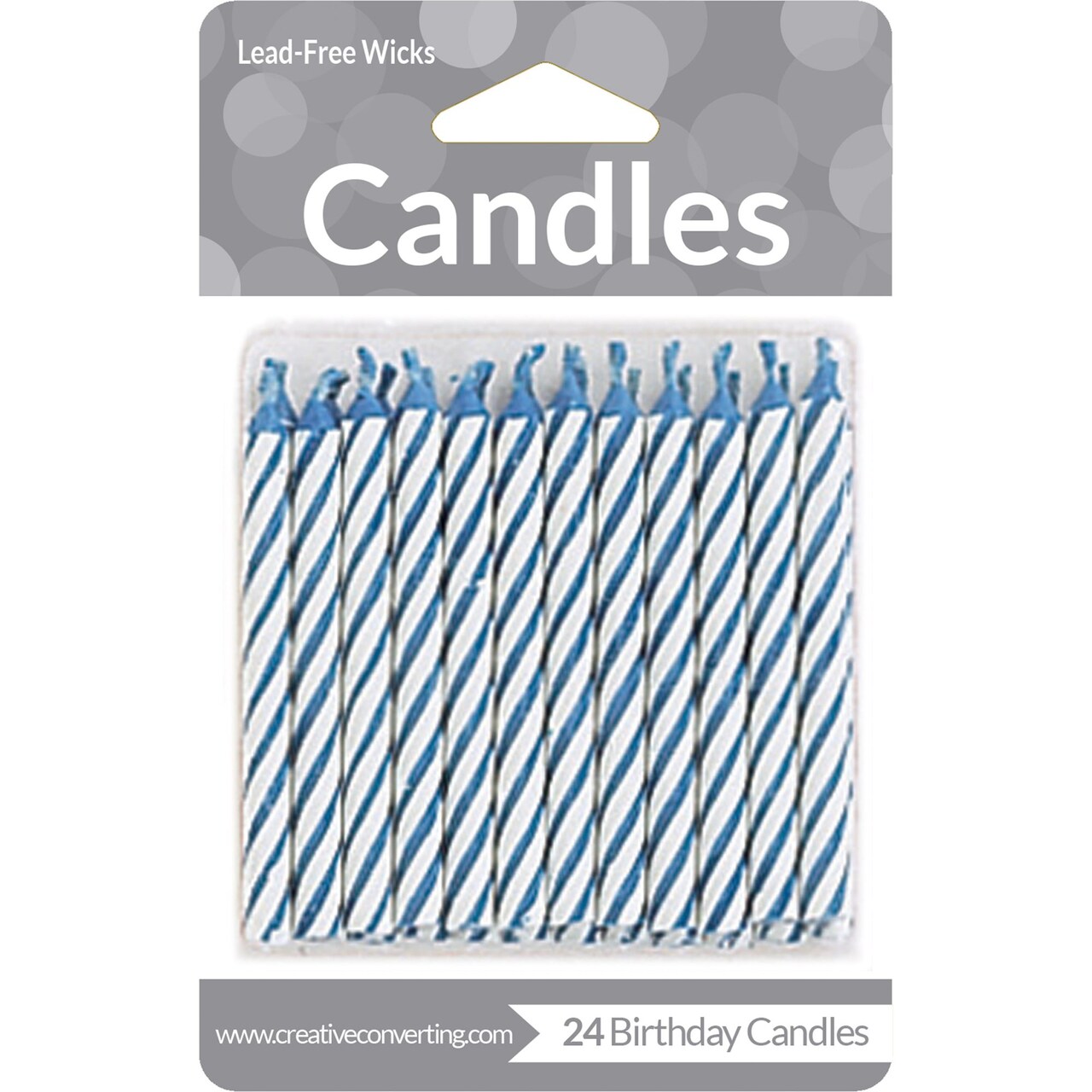 Party Central 288 Blue and White Candy Striped Spiral Decorative Birthday Party Candles 2.5"